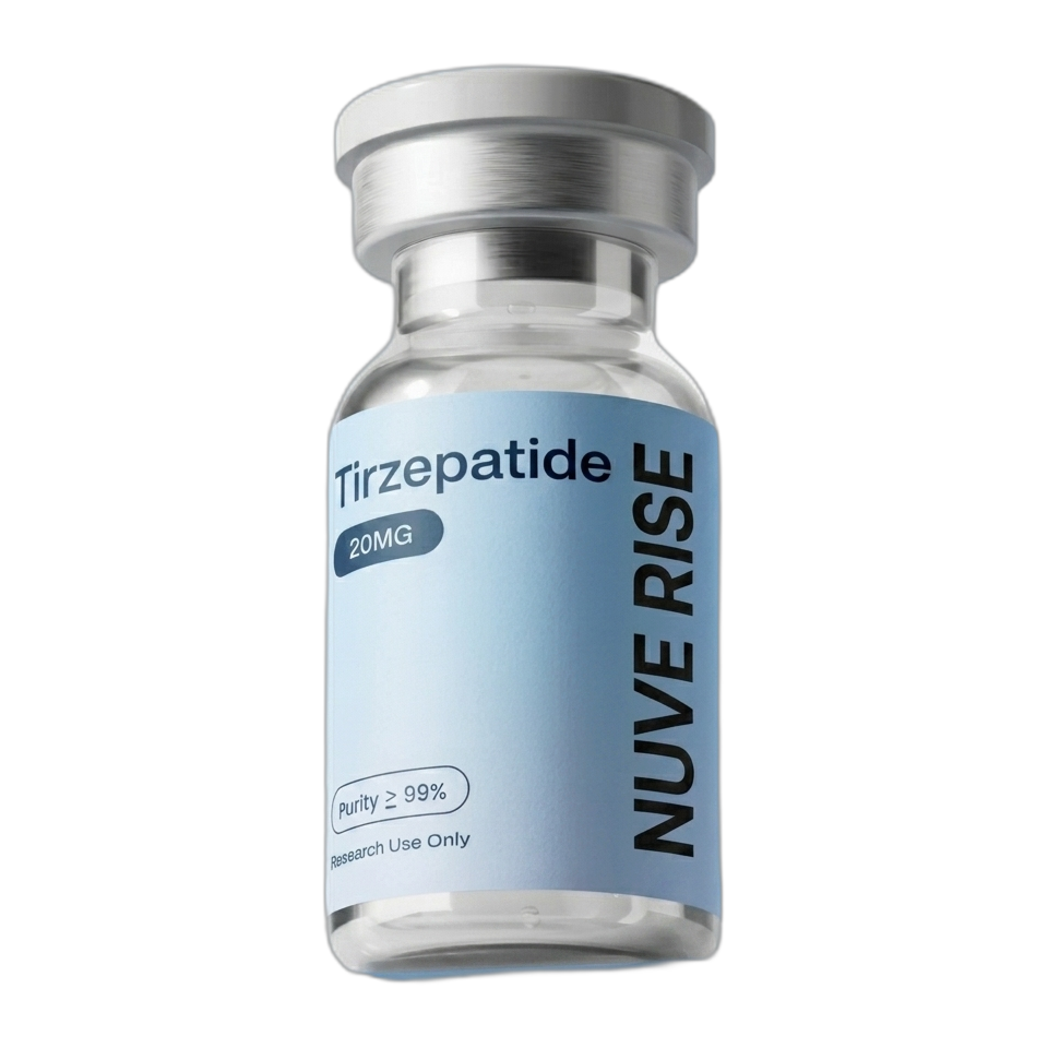 NuveRise Tirzepatide vial — 99%+ purity research-grade compound